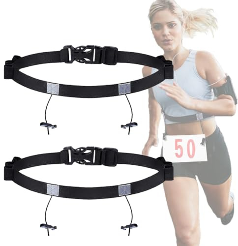 LICHUANUK Startnummernband [2 Stück] Running Belt Laufgürtel Nummerngurt elastisch Startnummergürtel mit verschiebbaren Kordellaschen Start-Nummern-Gurt