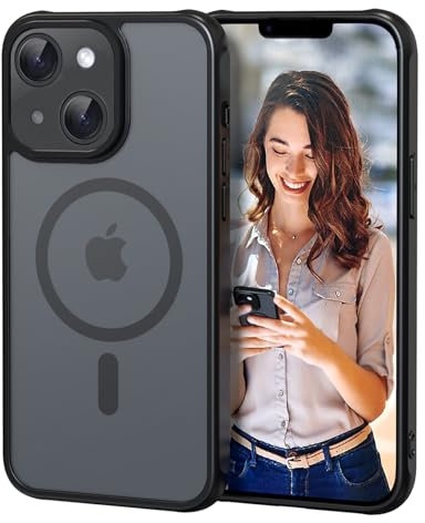 Nupcknn für iPhone 13 Hülle Magnetisch mit Magsafe (TOP Militärschutz & Magnetkraft) Handyhülle für iPhone 13 Case Durchscheinende Matt Rückseite Dünn Stoßfest Schutzhülle Schwarz