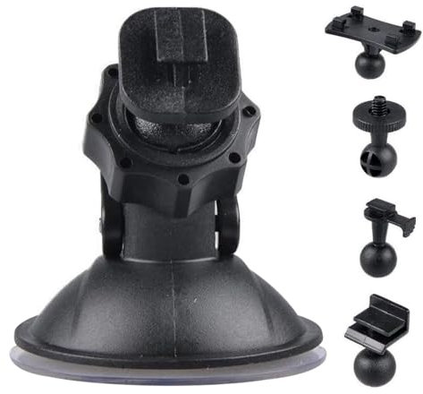 Ventosa per auto per Dash Cam, supporto per auto per guida, supporto a ventosa per fotocamera, supporto a ventosa per fotocamera con 5 adattatori, supporto per telefono con forte ventosa,