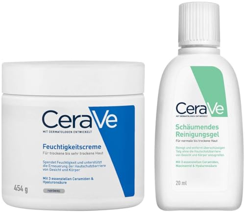 CeraVe Feuchtigkeitscreme 454 g + GRATIS schäumendes Reinigungsgel 20 ml - Reichhaltige Feuchtigkeitscreme -