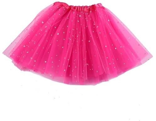 AYV Jupe Tulle Fille,Tutu Fille,Jupe Tutu Rose,Tutu Enfant,Tutu Jupe Étoile Tulle Ballet Danse Jupes Robe Princesse Fantaisie Robe De Fête d'anniversaire,pour Filles de 3 à 8 Ans