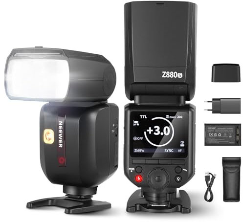 NEEWER Z880-S 2,4G Flash 76Ws TTL Kamera Blitzlicht Speedlite Kompatibel mit Sony, Upgraded UI, Modellierlampe TTL/M Schnellschalter TCM Taste, 1/8000s HSS 7,4V/2600mAh Akku 480 Vollle Leistung Blitze
