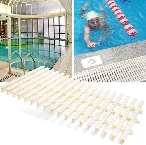 CucCe Schwimmbad-Überlaufgitter Gitterroste for Schwimmbecken, Splice-Rinnenablauf for Schwimmbecken, beweglicher Ablauf for Deckbecken, Überlaufgitter for Schwimmbecken Überlaufgitter(20x100cm)