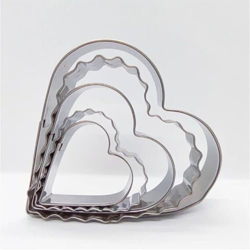 Formine per Biscotti, Stampi Biscotti in Acciaio Inox, Mini Stampini Taglierine di Varie Forme Geometriche di Cuore Stella Fiore per Pasta Torta Pasticceria, (a forma di cuore)