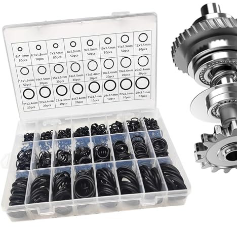 Missmisq Nitrilkautschuk-O-Ringe, Nitrilkautschuk-O-Ring-Sortimentsset | O-Ring-Set mit 24 Größen | Öl- und hitzebeständige, leicht entfernbare Dichtungen und O-Ringe für Druckleitungen von