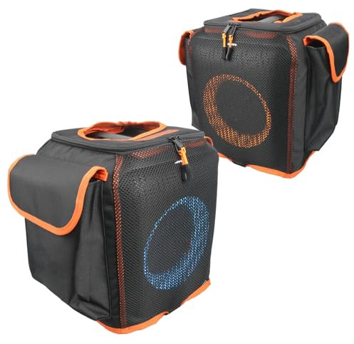 Schutzhülle für PartyBox Encore Essential Lautsprecher, kratzfest, staubdichte Schale, passgenaue Lautsprecherjacke, atmungsaktive Netzhülle, mit 2 Aufbewahrungstaschen (Partybox Encore Essential)