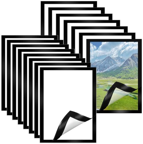 15 Stück Magnetrahmen A4 Selbstklebend – Magnetischer Bilderrahmen für Dokumente, Hinweise & Poster – Magnetfolie Selbstklebend – Rahmen DIN A4 – Bilderrahmen Magnetisch für Büro, Schule, Zuhause