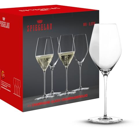 Spiegelau Champagner Gläser 347 ml, 4 Stück, Hi-Lite, 1750479, Sektgläser aus Kristallglas, Champagnergläser spülmaschinenfest