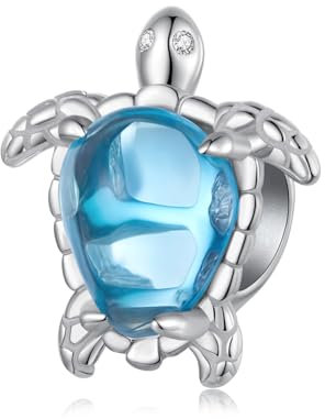Charm a forma di tartaruga per braccialetti Pandora, in argento sterling 925, con ciondolo a forma di oceano, idea regalo per donne e ragazze, Zirconia cubica, Zirconia cubica