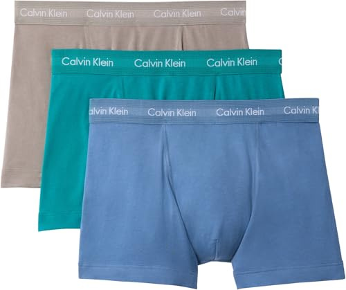 Calvin Klein Herren 3er Pack Boxershorts Trunks Unterwäsche, Rot (Driftwood/Moonlight Blue/Fanfare), XL