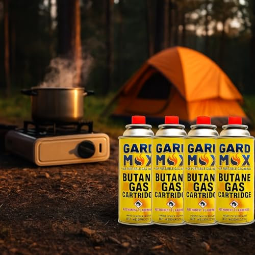 Camping Gas Bottles for Stove - BBQ, Heaters, Blowtorch & Weed Burner Wand – Universal Gas Refill for Outdoor Cooking & Tools - Safe and Easy to Use (Pack of 4)