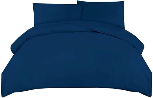Comfortz Single Bedding Duvet Cover With 2 Pillowcases - Soft Microfibre Polyester Anti Allergic Breathable & Wrinkle Free Duvet Set (Blue,Single)