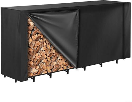 CWOQOCW Portalegna per legna da ardere con copertura impermeabile, 244 x 61 x 107 cm, resistente alle intemperie, protezione per esterni