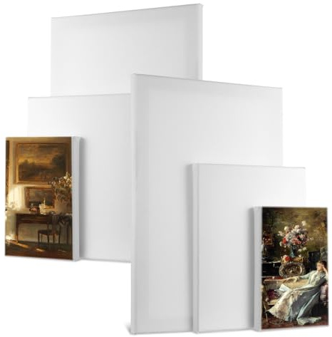 6 PcsCanvas for Painting, Blank Art Stretched Canvas for Painting Board Set, Cotton Canvases, White Canvas Boards for Painting Acrylic Oil, Art Supplies for Adults Artists(30x20cm,20x15cm,15x10cm)