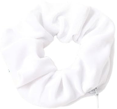 1 Stück Samt Scrunchie Haargummi Damen mit Reißverschluss Fach,Zopfgummi | Samtstoff,weich,elastisch,verstecktes Fach,für Alltag,Reisen,Sport,kleine Gegenstände,praktisch,Weiß