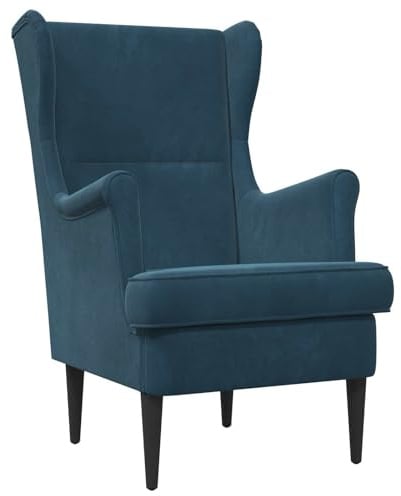 vidaXL Sessel Blau Samt, Schlafzimmer-Sessel, modernes Design, bequemer Platz, Wohnaccessoire, zeitgenössisch, funktionales Wohnzimmer