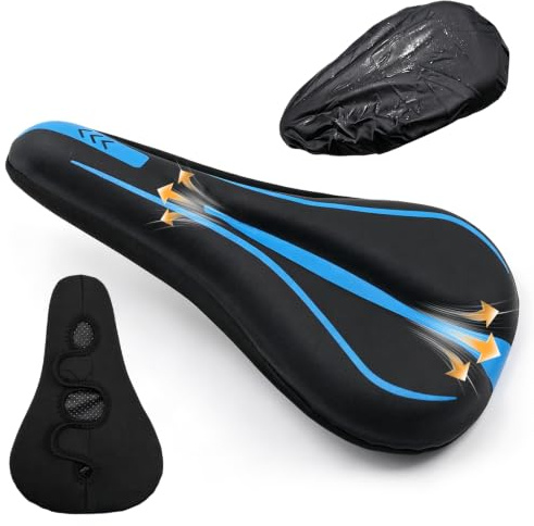 Vidoxdu Gel Sattelbezug Fahrrad, Ergonomischer Fahrradsattel Überzug | mit Memory-Schaum & Regenschutz, Verdicktes Sattelschutz für Damen Herren MTB Rennrad Ebike Heimtrainer