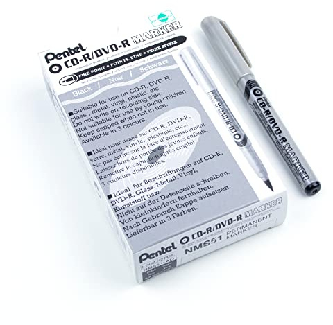 Pentel CD/DVD Permanentmarker, schwarze Tinte, 12 Stück