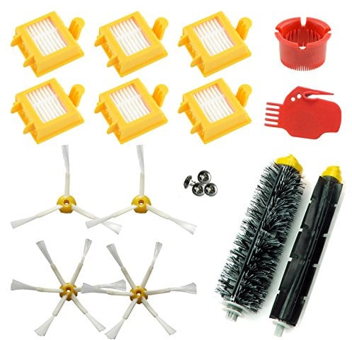 Asp-Robot - Set di ricambi per Roomba, serie 700,760,765,770,772,775,776,776p,780,782,785 e 786 Filtro HEPA, spazzola laterale, rullo centrale e accessori.
