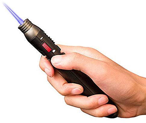 Accendino e mini torcia saldatrice a forma di penna, a prova di vento e adatto per esterni, temperatura 1.300 gradi, con fiamma a butano (Non Includere Butano)