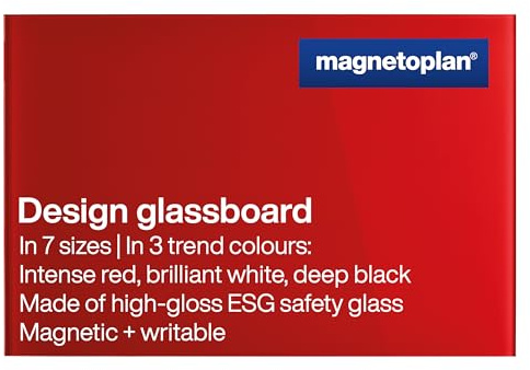 magnetoplan 13402006 Design-Glasboards, magnetisch, 600x400mm, intensiv-rot | Magnetisch, BxH 600 x 400 mm, intensivrot
