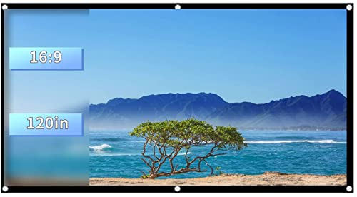 Bewinner 60-120 Zoll Projektionsleinwand, 16: 9 HD tragbare Faltbare Anti-Falten-Leinwand, waschbar für Heimkino, Projektionsleinwand, Wandhalterung/Decke, ideal für Außenfilme(120inch)