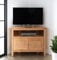 Hallowood Furniture Hereford Oak Small Corner TV Unit with with Cable Hole & Storage Cupboard, 2-Door Solid Wooden Light Oak TV Stand Cabinet with 1 Shelf, Corner Unit for Living Room or Bedroom
