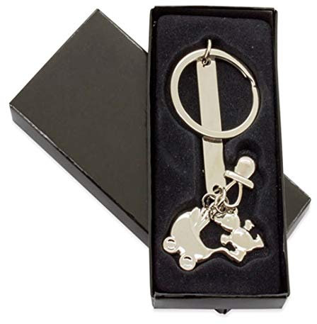 12 Schlüsselanhänger, Motiv: Baby, personalisierbar, mit Diamantgravur.