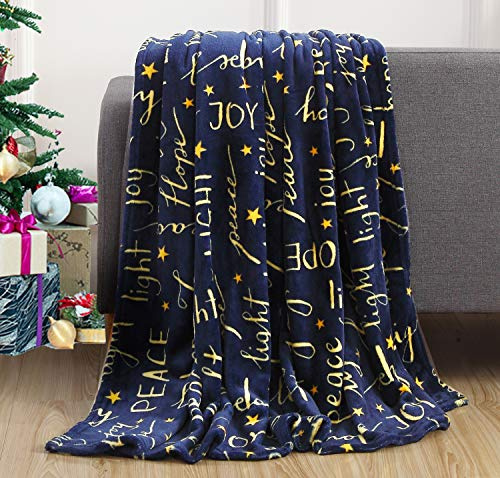 Elegant Comfort Luxuriöse Samt-Fleecedecke, superweich, Weihnachtsdruck, Weihnachtsmotiv, Heimdekoration, flauschig, warm und gemütlich, für Winter-Bettwäsche, Couch und Geschenk, 127 x 152,4 cm,