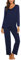 MAXMODA Donna Pigiami Due Pezzi Maniche Lunghe Autunno Pigiama Lungo Pajama Set, Blu Navy, S