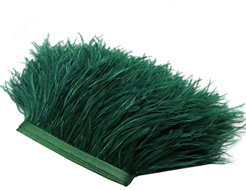 2 straußenfedern Trim fransen mit Satinband für DIY Tuch Kleid nähen Handwerk Weihnachten kostüme Dekoration (grün)