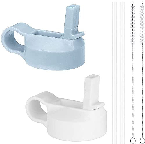 Top Souls Breiter Strohhalm-Deckel passend für Hydro Flask und die meisten Sport-Wasserflaschen von 340-1814 ml, 2 Deckel mit Strohhalmen Bürsten in 1 Set, beste Vorteilspackung, (Frost & Weiß)