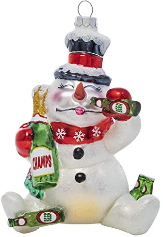 Freche Ornamente, lustiger Weihnachtsbaumschmuck, verblasst frostig, handbemaltes Glas, mittelgroße bis große Figuren, um Ihre Halle zu dekorieren und Ihre kalten Winternächte aufzupeppen