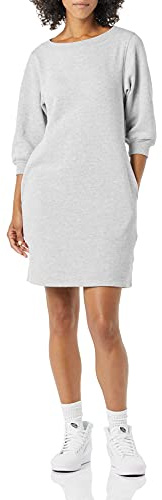Amazon Essentials Vestido tipo sudadera de vellón con cuello redondo y mangas tipo blusón para mujer (disponible en tallas extragrandes), color gris jaspeado, talla M