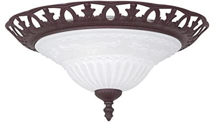 meineWunschleuchte Landhaus Deckenleuchte Rostoptik mit Glasschirm Weiß Ø 38cm