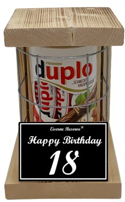 duplo Riegel - Notfall Reserve - Metallgitter - (10 x 18,2 g) Happy Birthday 18 - Geschenk zum 18. Geburtstag