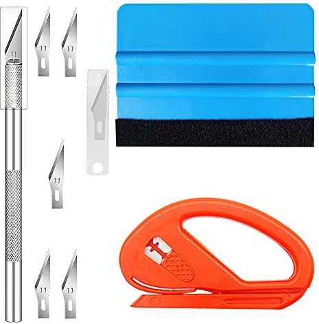 SECALIFE 8 Pcs Vinyl Wrap Install Tool Window Film Tint Application Kit Craft Tool Wallpaper Tool with Vinyl Squeegee, Vinyl Trimming Tool for Film Vinyl Wrapping, Craft Works, Window Tinting