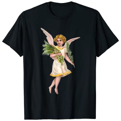 Heavenly Young Vintage Angel with flowers and palm leaves T-Shirt
