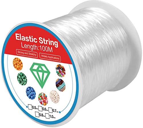 Navie Mobi Clear Invisible Elastic String for Bracelet Making 1.0mm Transparent Crystal Beading Thread Cord Stretch Wire String for Necklace,Jewellery Making,Crafting
