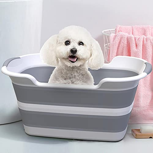 Multifunktionale faltbare kleine Haustier-Badewanne mit Ablaufloch, tragbar, für drinnen und draußen, für Welpen, kleine Hunde und Katzen