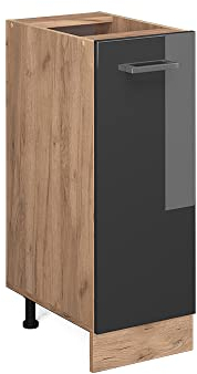 Vicco Apothekerschrank R-Line, Anthrazit Hochglanz/Goldkraft Eiche, 30 cm ohne Arbeitsplatte