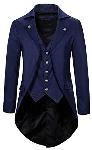MILAX Costume victorien pour homme - Costume d'Halloween - Manteau steampunk vintage victorien - Manteau steampunk vintage - Veste classique punk coupe-vent - Chemises décontractées