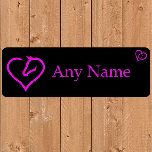Personalised Stable Door Sign, Horse/Pony Name Plate Plaque Black And Pink