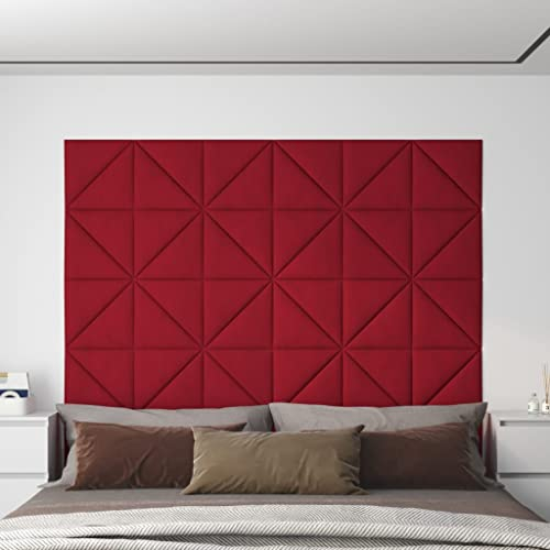 vidaXL Wandpaneele 12 Stk. Weinrot 30x30 cm Samt 1,08 m²