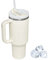 Travel Tumbler with Straw Lid and Handle,Travel Mug 40oz/30oz Stainless Steel Coffee Travel Insulated Cup Mug Leak Proof Vacuum Insulated Water Bottle for Cold & Hot Drinks (New White 40oz)