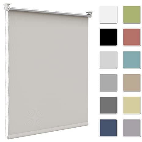 Verdunkelungsrollo Verdunklungsrollo ohne Bohren & mit Bohren,Rollo Verdunkelung Creme 45x130cm(Stoffbreite 40cm) für Fenster innen Wandmontage,Deckenmontage Fensterrollo Seitenzugrollo Klemmrollo