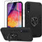 Btstring Hülle kompatibel mit Samsung Galaxy A50 mit Schutzfolie, Militär Standard Stoßfest Handyhülle Case Hybrid Metall Ring Halter Schutzhülle Handy Hüllen Cover -Schwarz