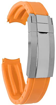 Bandini Gummi-Uhrenarmband mit gebogenem Ende und Faltschließe für Rolex Herrenuhr, Submariner, Daytona, Ghost, Yachtmaster und mehr, gebogenes Gummi-Uhrenarmband für runde Gehäuse, wasserdicht,