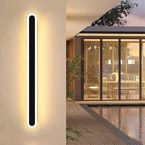Mikeru 100CM Vertikale Wandleuchten für den Außenbereich, 3000K Warmweißes Licht IP65 Ovale Außenleuchte 35W Wandmontierte Acryl-Wandleuchte für Proch, Wohnzimmer, Balkon Dekorative Beleuchtung