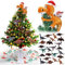Leyndo 26 Pcs Christmas Tree Ornaments Set Christmas Tree Topper Santa Riding Dinosaur Ornament 24 Pcs Dinosaur Ornaments 30'' Dinosaur Christmas Tree Skirt